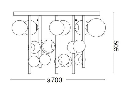 Plafonnier PERLAGE PL18 laiton diffuseurs blanc