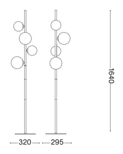 Lampadaire PERLAGE PT4 laiton diffuseurs blanc