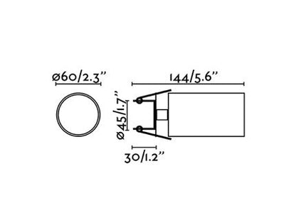 Dimensions Spot plafond semi-encastrable STAN or satin