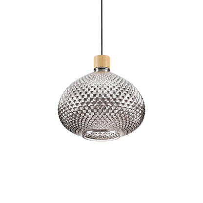 Suspension BERGEN SP3 verre soufflé - Luminaire suspendu avec diffuseur en verre soufflé décoratif. Hauteur ajustable pour une lampe de plafond élégante.