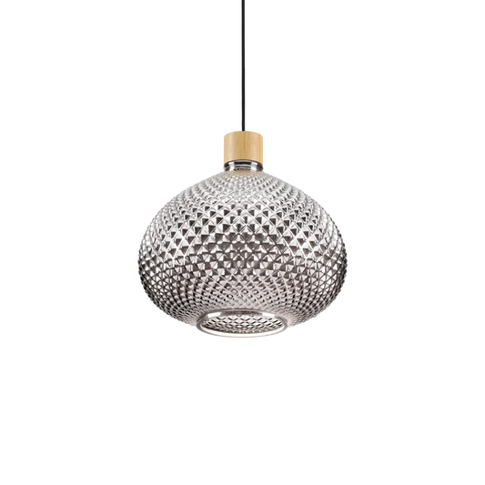 Suspension BERGEN SP3 verre soufflé - Luminaire suspendu avec diffuseur en verre soufflé décoratif. Hauteur ajustable pour une lampe de plafond élégante.