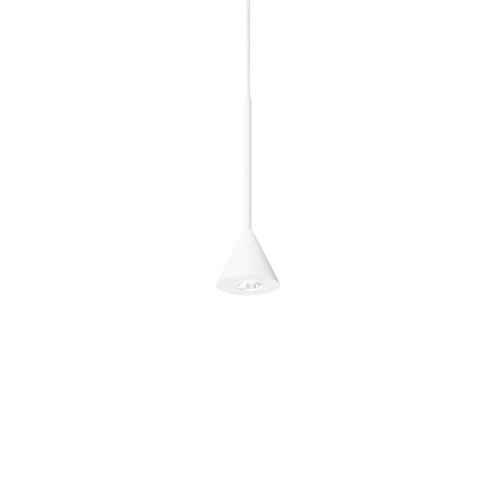 Suspension ARCHIMEDE Cono noire ou blanche de qualité premium en acier et aluminium. Éclairage idéal pour îlot cuisine avec hauteur ajustable.