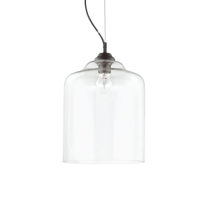 Suspension BISTRO SQUARE verre soufflé transparent - Luminaire suspendu artisanal avec hauteur ajustable pour un éclairage élégant. Idéal pour toute pièce. 
