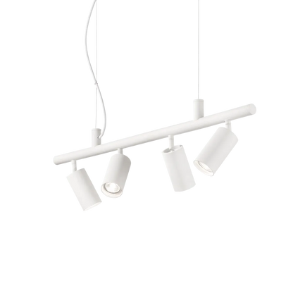 Suspension DYNAMITE SP4 blanche - Profitez d’une hauteur ajustable de 355 à 2105 mm. 4 diffuseurs orientables pour un éclairage sur mesure.
