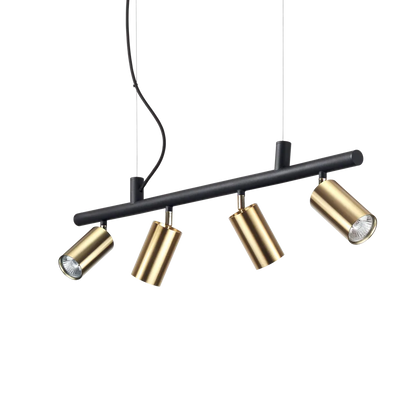 Suspension DYNAMITE SP4 noire et laiton - Suspension design avec diffuseurs orientables finition laiton. Hauteur ajustable pour un éclairage optimal.