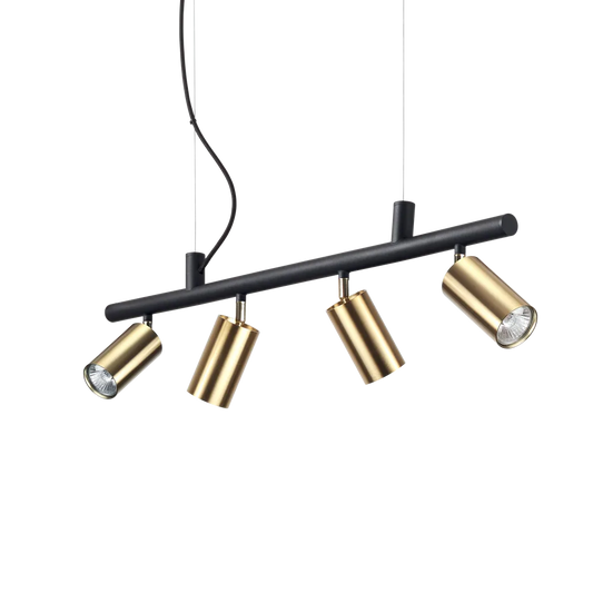 Suspension DYNAMITE SP4 noire et laiton - Suspension design avec diffuseurs orientables finition laiton. Hauteur ajustable pour un éclairage optimal.