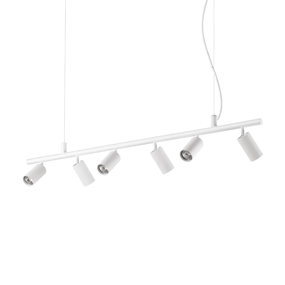 Suspension DYNAMITE SP6 blanche - Illuminez votre intérieur avec une lumière tamisée et modulable. 6 diffuseurs orientables pour un éclairage sur-mesure.