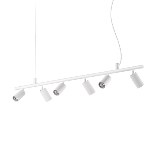 Suspension DYNAMITE SP6 blanche - Illuminez votre intérieur avec une lumière tamisée et modulable. 6 diffuseurs orientables pour un éclairage sur-mesure.