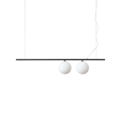Suspension PERLINE noire deux lampes - Hauteur ajustable de 420 à 2200 mm pour un éclairage personnalisé. Diffuseurs en verre dépoli élégants.