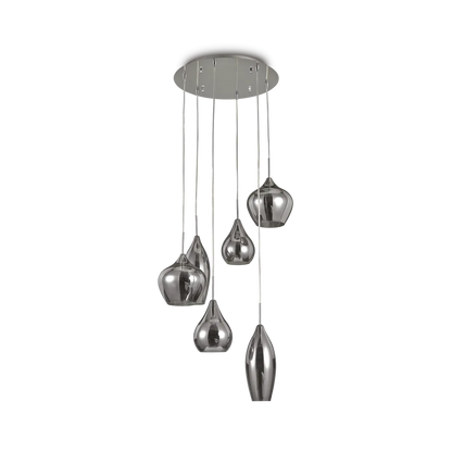 Suspension SOFT avec structure en acier finition chrome et six diffuseurs 