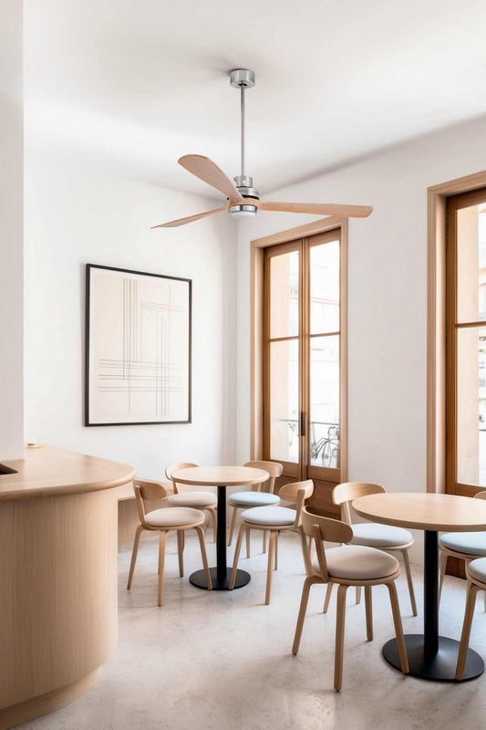 Ventilateur de plafond LANTAU-G pin massif avec luminaire