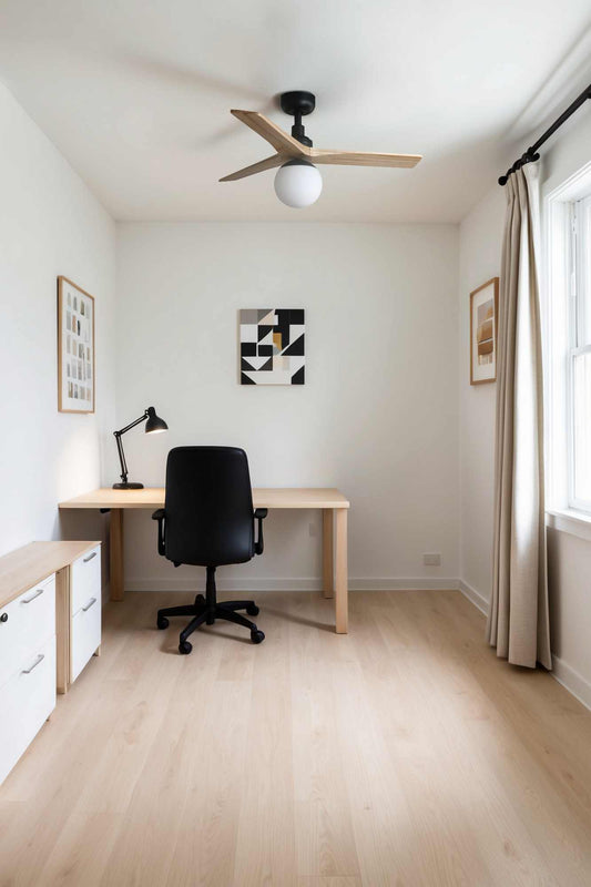 Ventilateur de plafond avec lampe KLIM-S Ø 925 mm noir pales chêne clair
