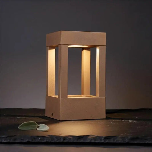 Borne LED AGRA-P marron rouille : éclairage jardin et terrasse