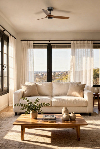 Ventilateur de plafond MINI PUNT noir pales bois