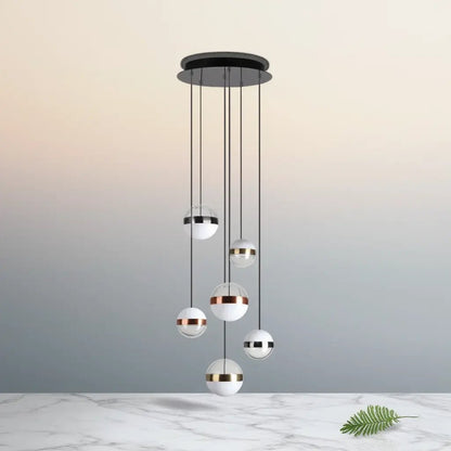 Vue d'ensemble Lustre GALAXY 6 lampes : éclat cosmique pour votre intérieur