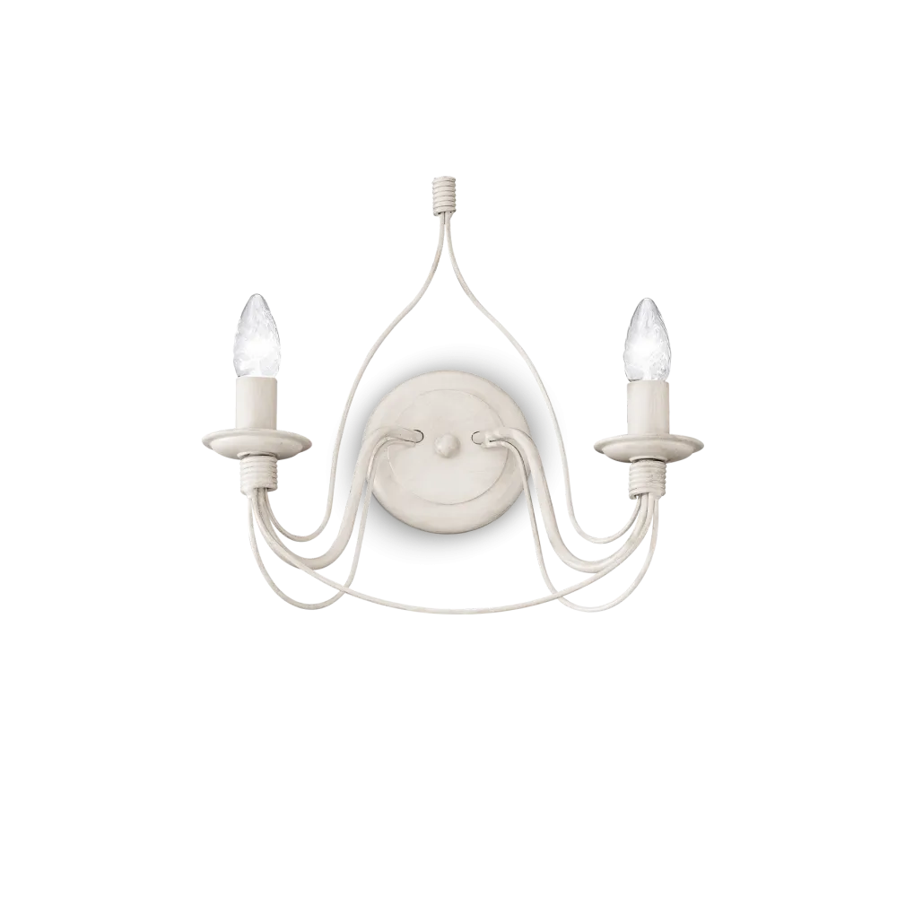 Applique Murale CORTE blanche effet antique - éclairage artisanal en métal peint à la main. Design vintage unique. Applique murale et lampe murale.