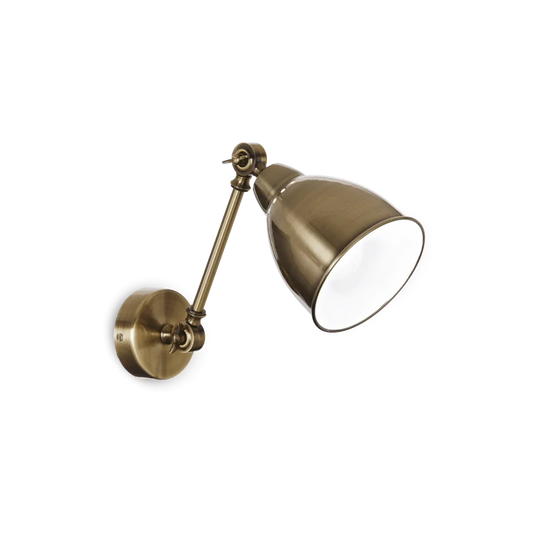 Applique murale orientable NEWTON nickel mat brunie - Bras réglable pour un éclairage personnalisé. Diffuseur blanc émaillé pour une lumière douce.