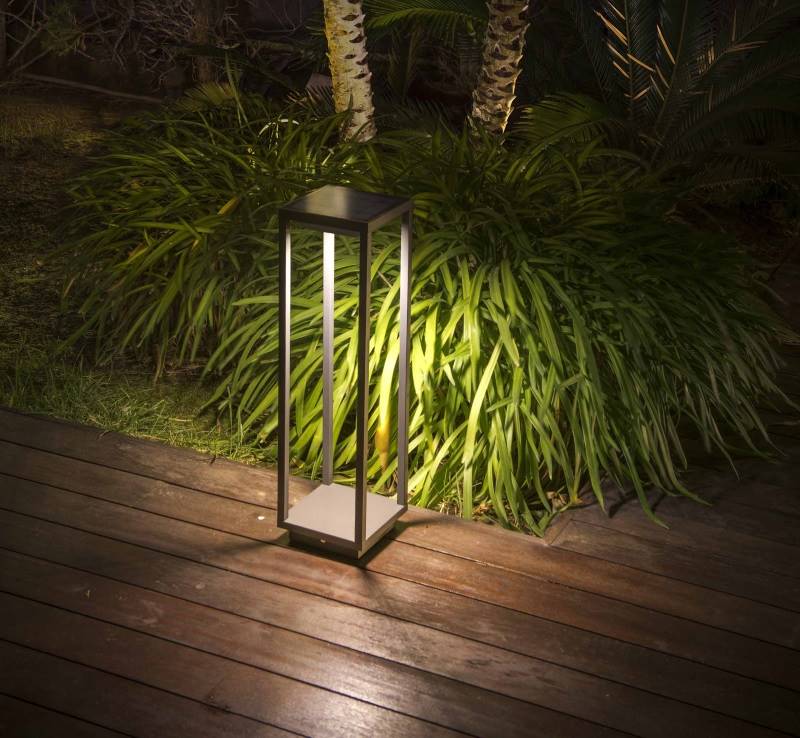 Borne extérieure Borne de jardin solaire SAURA LED avec détecteur Faro Lumisign