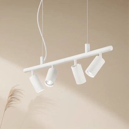 Détail Suspension Dynamite SP4 blanc Idéal Lux : métal design, spots orientables premium