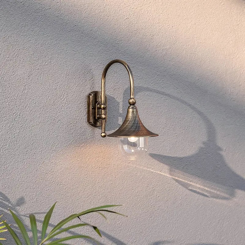 Applique extérieure au style vieilli, fixation murale, abat-jour en forme de cloche
