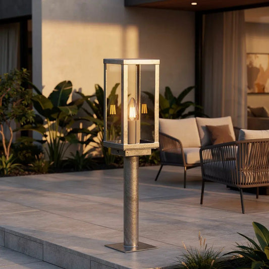 Borne extérieure BOX-2 galvanisé hauteur 500 éclairage terrasse et jardin