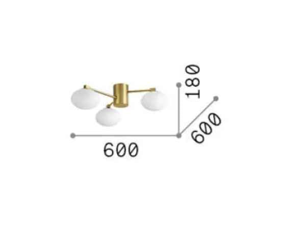 Plafonnier HERMES 3 lampes Ø 60 laiton