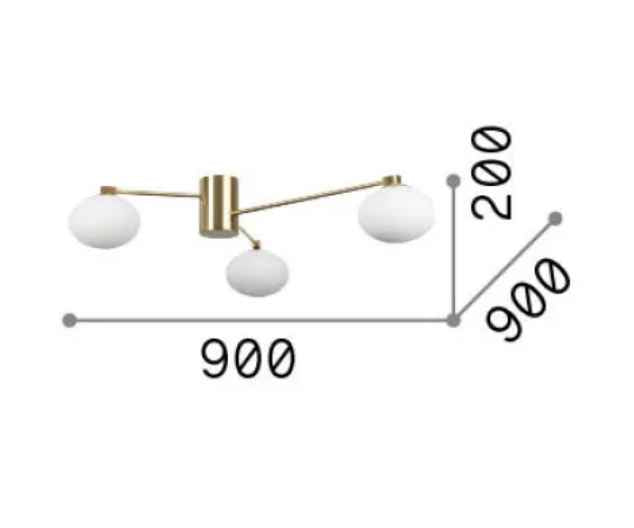 Plafonnier HERMES 3 lampes Ø 90 laiton