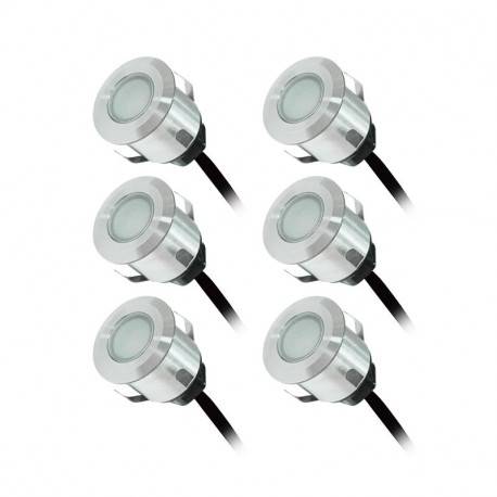 Spot sol Kit 6 mini spots LED encastrables 12 volts 3000K étanches pour terrasse Miidex Lumisign