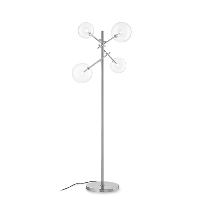 Lampadaire EQUINOXE chrome verres transparents - Éclairez votre intérieur avec style grâce à sa structure en métal chrome. Diffuseurs en verre borosilicaté