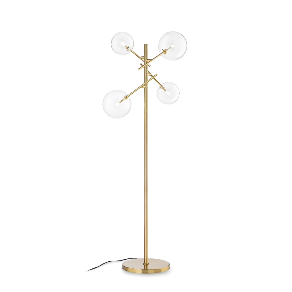 Lampadaire EQUINOXE laiton verres transparents - Éclairez votre intérieur avec style grâce à sa structure en métal laiton. Diffuseurs en verre transparent.