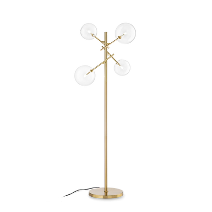 Lampadaire EQUINOXE laiton verres transparents - Éclairez votre intérieur avec style grâce à sa structure en métal laiton. Diffuseurs en verre transparent.