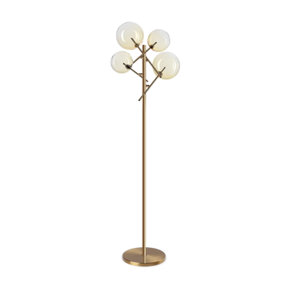 Lampadaire EQUINOXE laiton verres ambrés - Éclairez votre intérieur avec ce lampadaire design en métal laiton et verres ambrés. Durable et LED fournie.