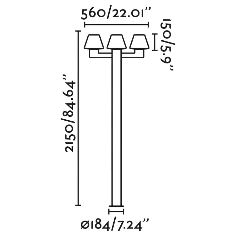 Lampadaire extérieur Lampadaire MISTU-3 trois lampes Faro Lumisign