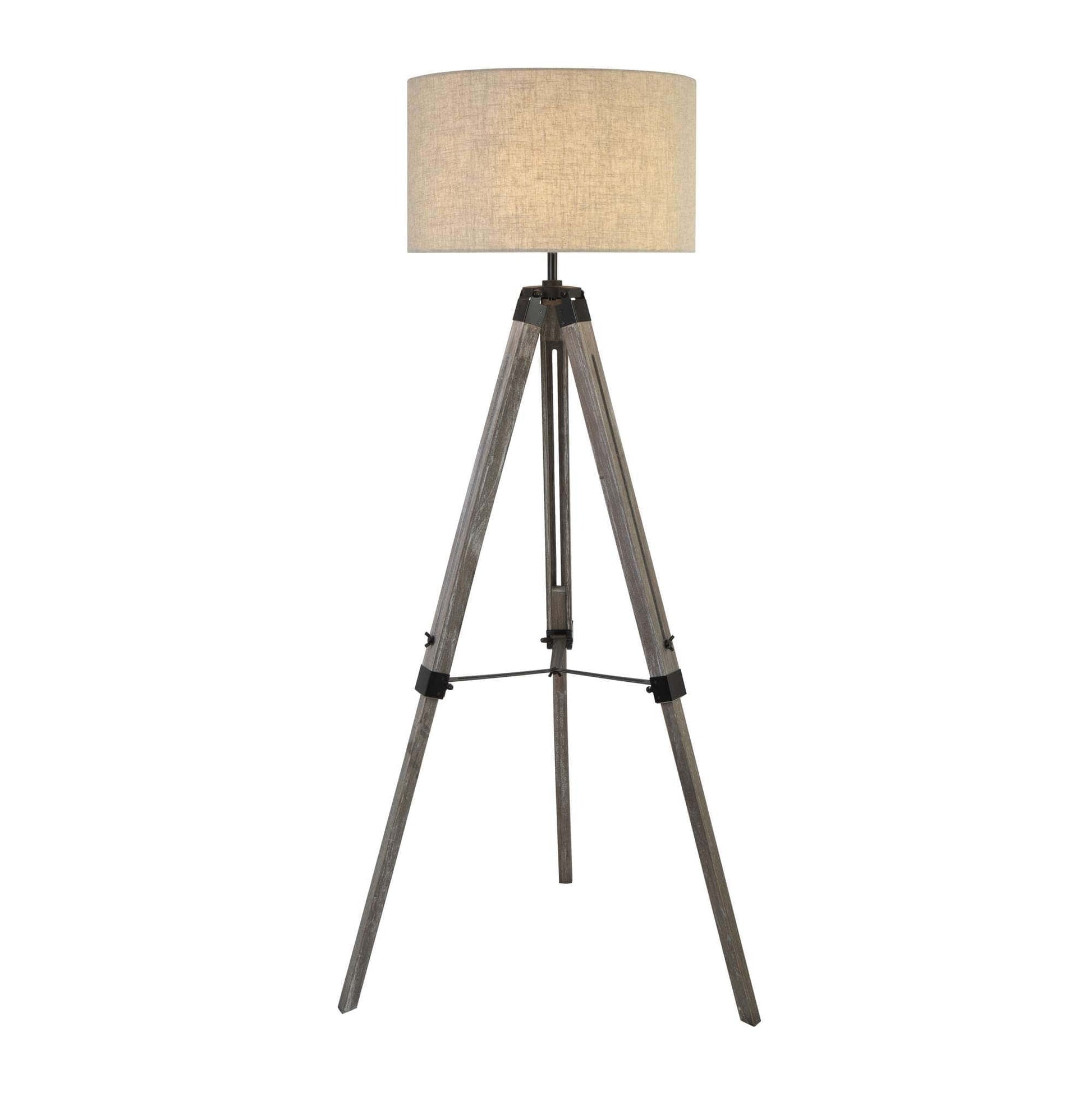 Lampadaire Lampadaire trépied EASEL bois abat-jour en lin Marque Searchlight Lumisign