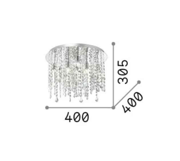 Plafonnier ROYAL PL8 chrome et pampilles de cristal