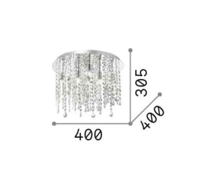 Plafonnier ROYAL PL8 chrome et pampilles de cristal