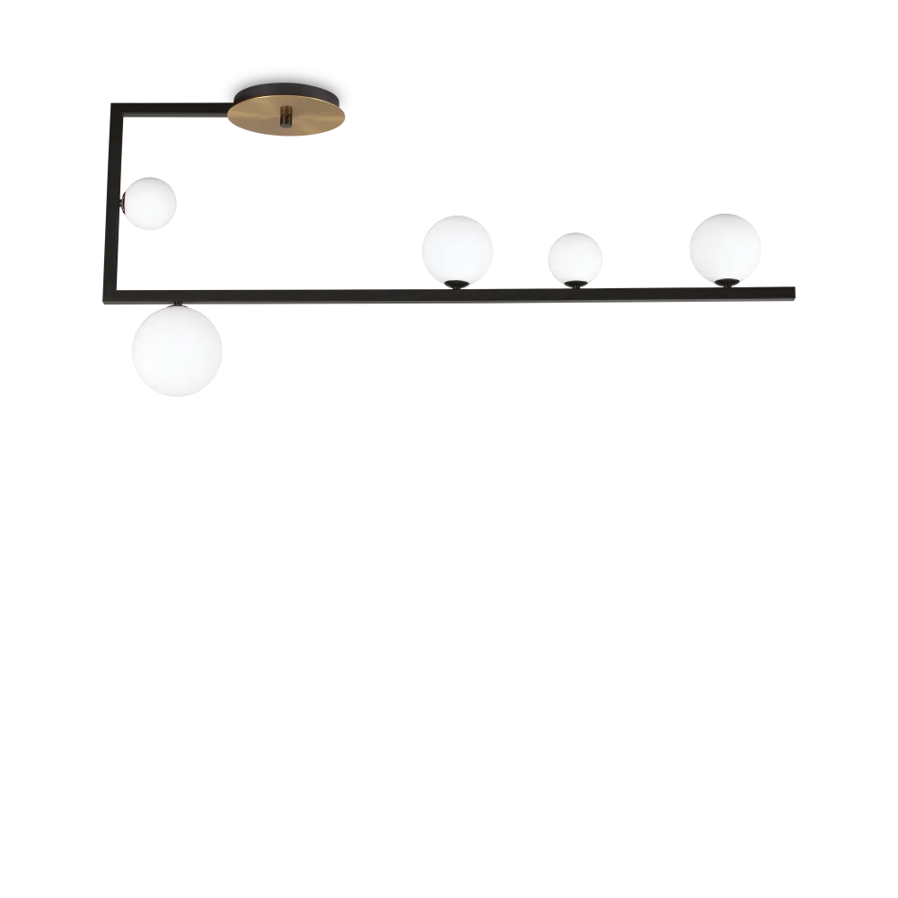 Plafonnier BIRDS 5 lampes verres soufflés premium, conçu avec acier et verre soufflé de qualité. Illuminez votre intérieur avec style.