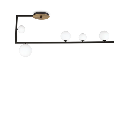 Plafonnier BIRDS 5 lampes verres soufflés premium, conçu avec acier et verre soufflé de qualité. Illuminez votre intérieur avec style.