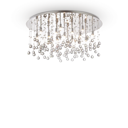 Plafonnier MOONLIGHT PL15 chrome et pampilles de cristal - Éclairez avec élégance grâce à sa finition chrome et cristal biseauté.