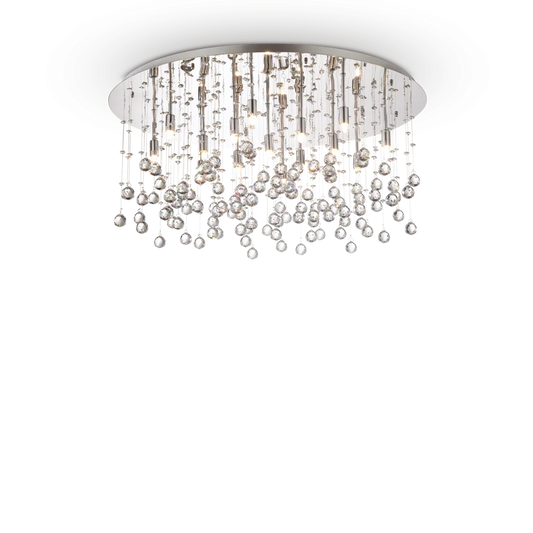 Plafonnier MOONLIGHT PL15 chrome et pampilles de cristal - Éclairez avec élégance grâce à sa finition chrome et cristal biseauté.