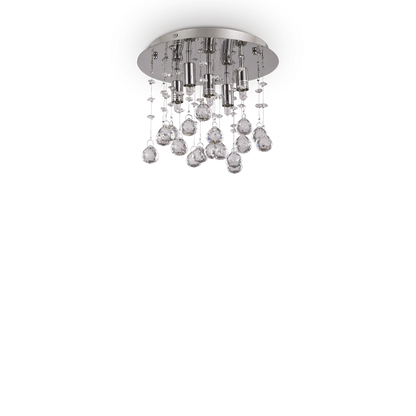 Plafonnier MOONLIGHT PL5 chrome et pampilles de cristal - Éclairez votre intérieur avec style grâce aux pendentifs en cristal.