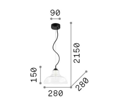 Suspension BISTRO PLATE verre soufflé transparent