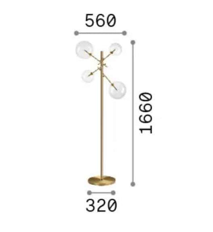 Lampadaire EQUINOXE laiton verres ambrés