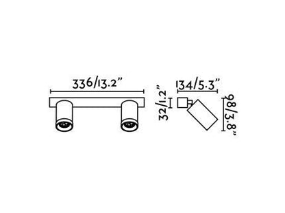 Dimensions Rampe de spots orientables STAN-2 blanc mat