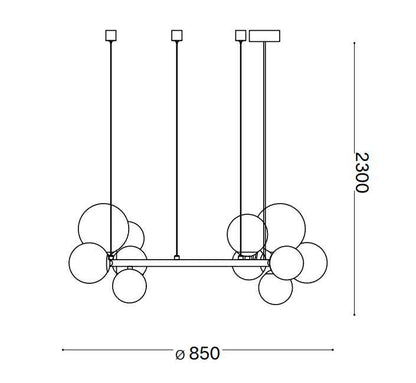 Suspension circulaire PERLAGE SP14 laiton diffuseurs blanc