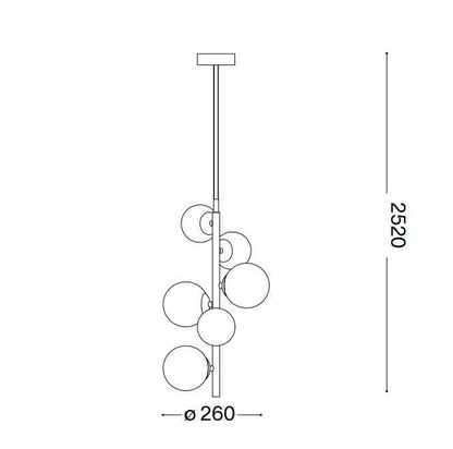Suspension PERLAGE SP6 noire diffuseurs fumé