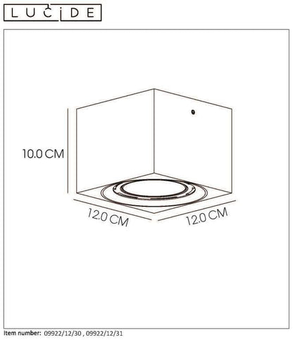 Spot en saillie Spot en saillie FEDLER carré blanc LED Dim to warm Lucide Lumisign