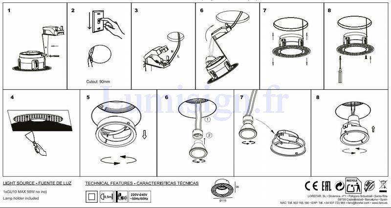 Spot encastrable Spot encastrable FRESH rond sans collerette Faro Lumisign