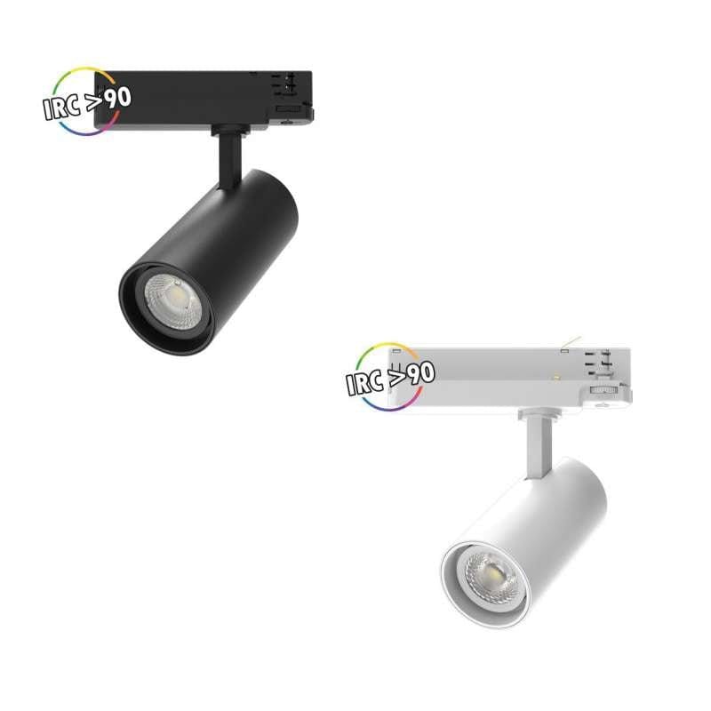 Spot sur rail Spot LED sur rail 3-phases blanc ou noir 25 watts éclairage chaud ou neutre Miidex Lumisign