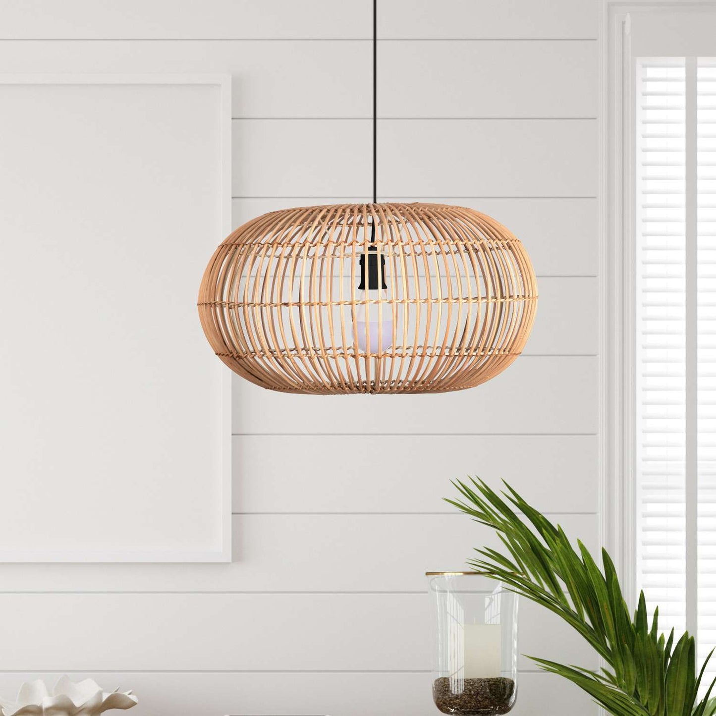 lustre Suspension BALI bambou ovale Marque Searchlight Lumisign